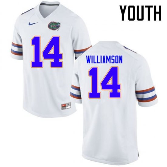 Youth Florida Gators #14 Chris Williamson NCAA Nike White Authentic Stitched College Football Jersey EEE1062UX